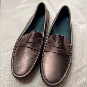 M. Gemi “The Pastoso” Deep Bronze Metallic Leather Loafer Size 8